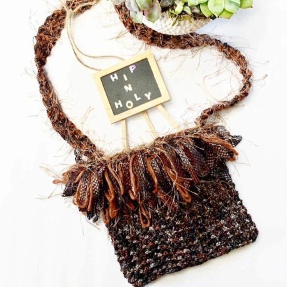 Hand Made Woven Bag Brown Tones One of A  Kind